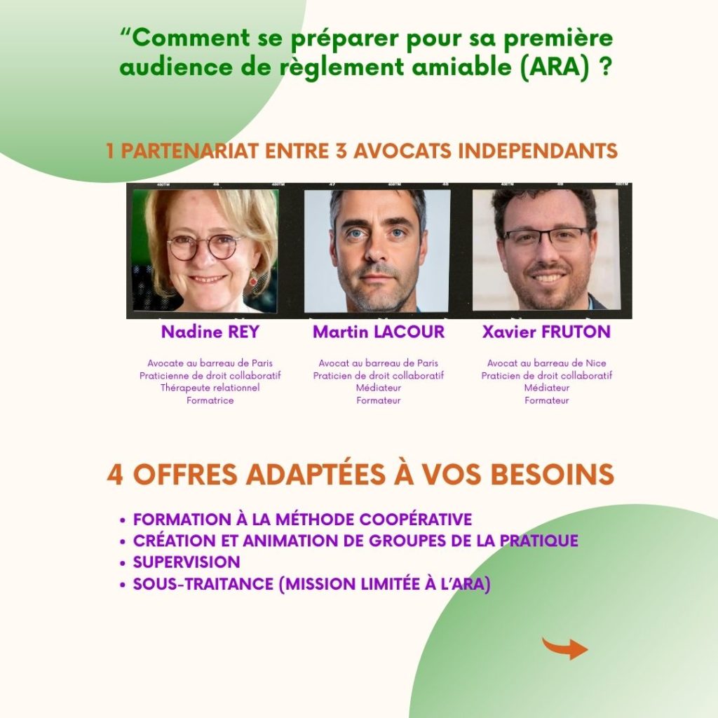 Présentation des quatre offres de préparation à l’audience de règlement amiable